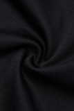 Dark Blue Casual Solid Patchwork O Neck Long Sleeve Two Pieces