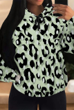 Apricot Casual Colorblock Camouflage Print Draw String Pocket Hooded Tops
