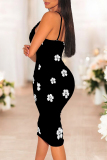 Colour Sexy Geometric Print Gradient Contrast V Neck Printed Dresses