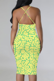 Stripe Sexy Letter Print Stripe Contrast Printed Dresses