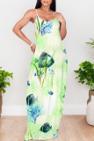 Stripe Casual Floral Print Pocket Contrast O Neck Printed Dresses