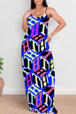 Black And White Sexy Skull Head Striped Print Pocket Contrast O Neck Printed Dresses