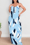 White Sexy Floral Print The stars Pocket Contrast V Neck Printed Dresses
