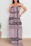 Red Sexy Geometric Print Pocket Contrast V Neck Printed Dresses