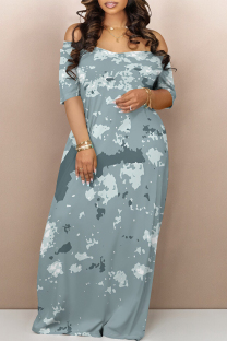 Camouflage Casual Geometric Print Flowers Contrast V Neck Printed Dresses