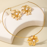 Gold Irregular Earrings And Necklace Set