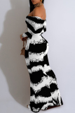 Black Sexy Zebra Print Print Contrast Off Shoulder Printed Dresses