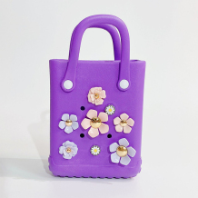 Purple Casual Flowers Metal Accessories Trim Bags