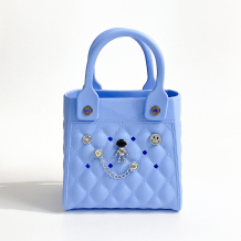 Light Blue Daily Solid Color Metal Accessories Trim Bags