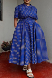 Black Casual Daily Print Basic V Neck Long Plus Size Dresses