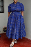Black Casual Daily Print Basic V Neck Long Plus Size Dresses