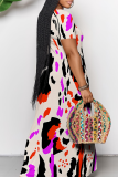 White Casual Print Patchwork Off Shoulder Long Dresses