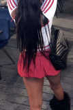 Red Sexy Letters Hollow Out Asymmetrical Collar Long Sleeve Two Pieces
