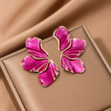 Tangerine Red Daily Leaves Irregular Earrings