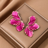 Tangerine Red Daily Leaves Irregular Earrings