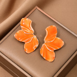 Tangerine Red Daily Leaves Irregular Earrings