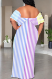 Black Casual Print Patchwork Off Shoulder Long Dresses