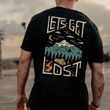 Black LET'S GET LOST PRINTED MEN'S T-SHIRT