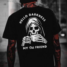 Black HELLO DARKNESS MY OLD FRIEND PRINTED MEN'S T-SHIRT