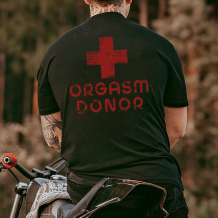 Black ORGASM DONOR PRINTED MEN'S T-SHIRT