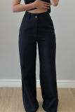Black Casual Solid Color Buckle V Neck Sleeveless Two Pieces