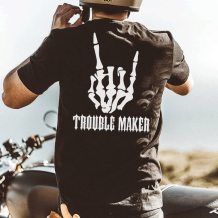 Black TROUBLE MAKER PRINTED MEN'S T-SHIRT
