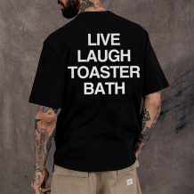 Black LIVE LAUGH TOASTER BATH PRINTED MEN'S T-SHIRT