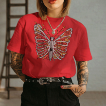 Red BUTTERFLY PRINTED WOMEN'S T-SHIRT