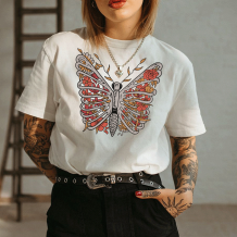 White BUTTERFLY PRINTED WOMEN'S T-SHIRT