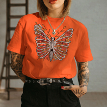 Orange BUTTERFLY PRINTED WOMEN'S T-SHIRT