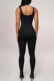Leopard Print Sexy Print Zipper U Neck Skinny Jumpsuits