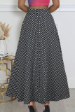 Black Casual Polka Dot Patchwork Loose High Waist Speaker Full Print Bottoms