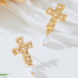 Gold Casual Daily Pearls Decor Earrings