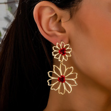 Red Casual Daily Flowers Hollow Out Earrings