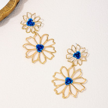 Blue Casual Daily Flowers Hollow Out Earrings