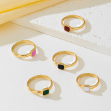 Gold Casual Daily Colorblock Contrast Rings