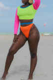 Grass Green Sexy Patchwork Swimwears