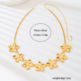 Gold Daily Flowers Pearls Decor Waist Chain