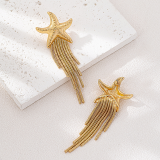 Gold Casual Daily Fringed Trim Earrings