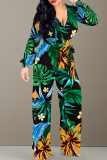 White Casual Print Strap Design V Neck Regular Jumpsuits