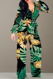 White Casual Print Strap Design V Neck Regular Jumpsuits