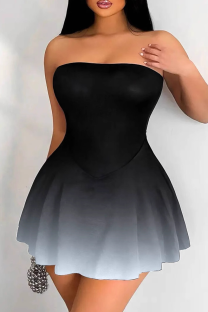Black Sexy Gradient Strapless A Line Dresses