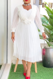 Black Elegant Solid Color Pleated Flower Shape Asymmetrical Collar A Line Plus Size Dresses