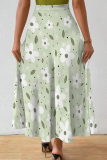 Turquoise Casual Print Loose Mid Waist Speaker Full Print Bottoms