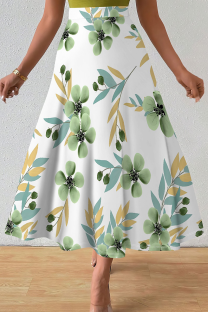 Turquoise Casual Print Loose Speaker Full Print Bottoms