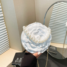 White Daily Flowers Pearls Decor Bags