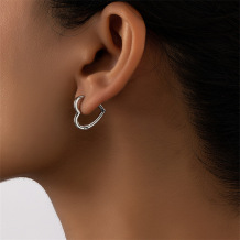 Silver Daily Heart Shaped Hollow Out Earrings