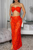Red Sexy Solid Color Lace 3 Piece Sets
