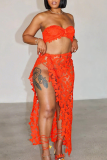 Red Sexy Solid Color Lace 3 Piece Sets
