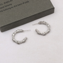 Silver Daily Rhinestone Decor Earrings